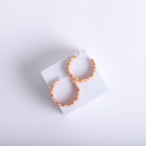 Tennessee Vols Checkered Orange Hoops Football Gameday Earrings